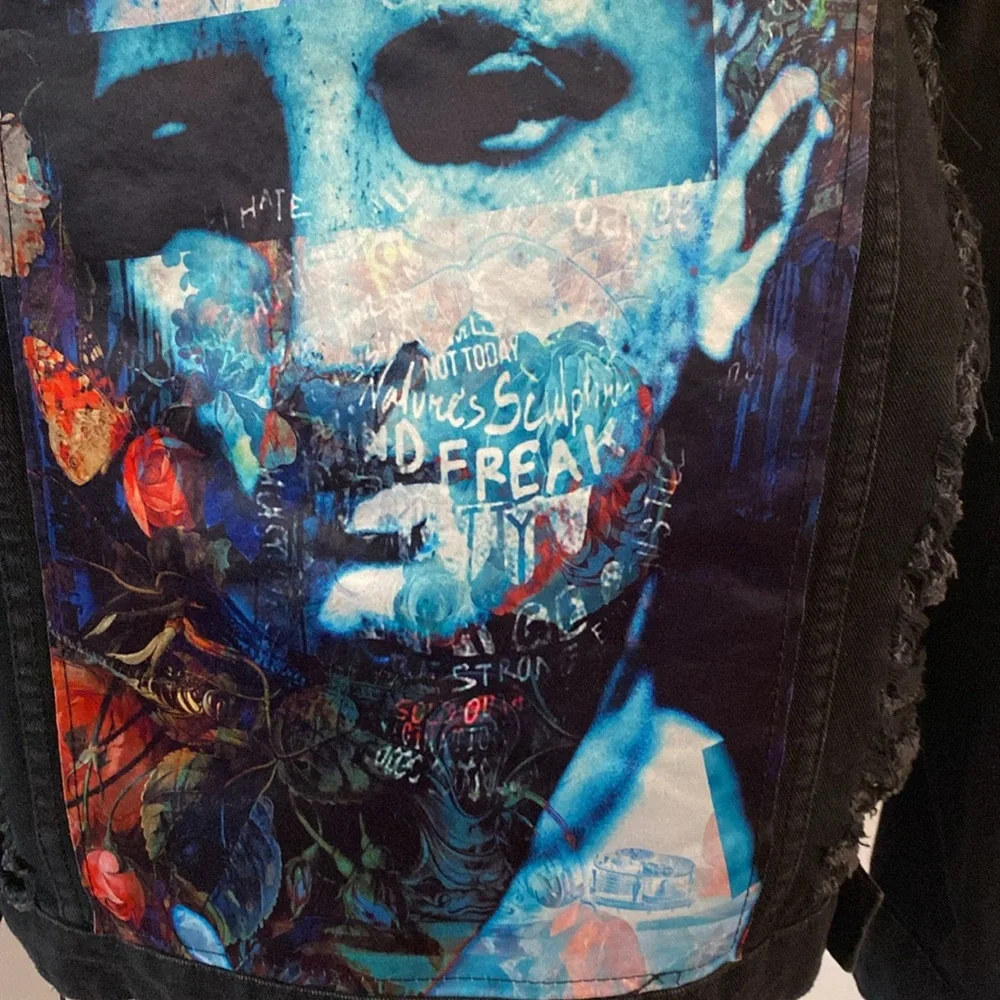 American BAZI distressed denim jacket NWT - Picture 5 of 14